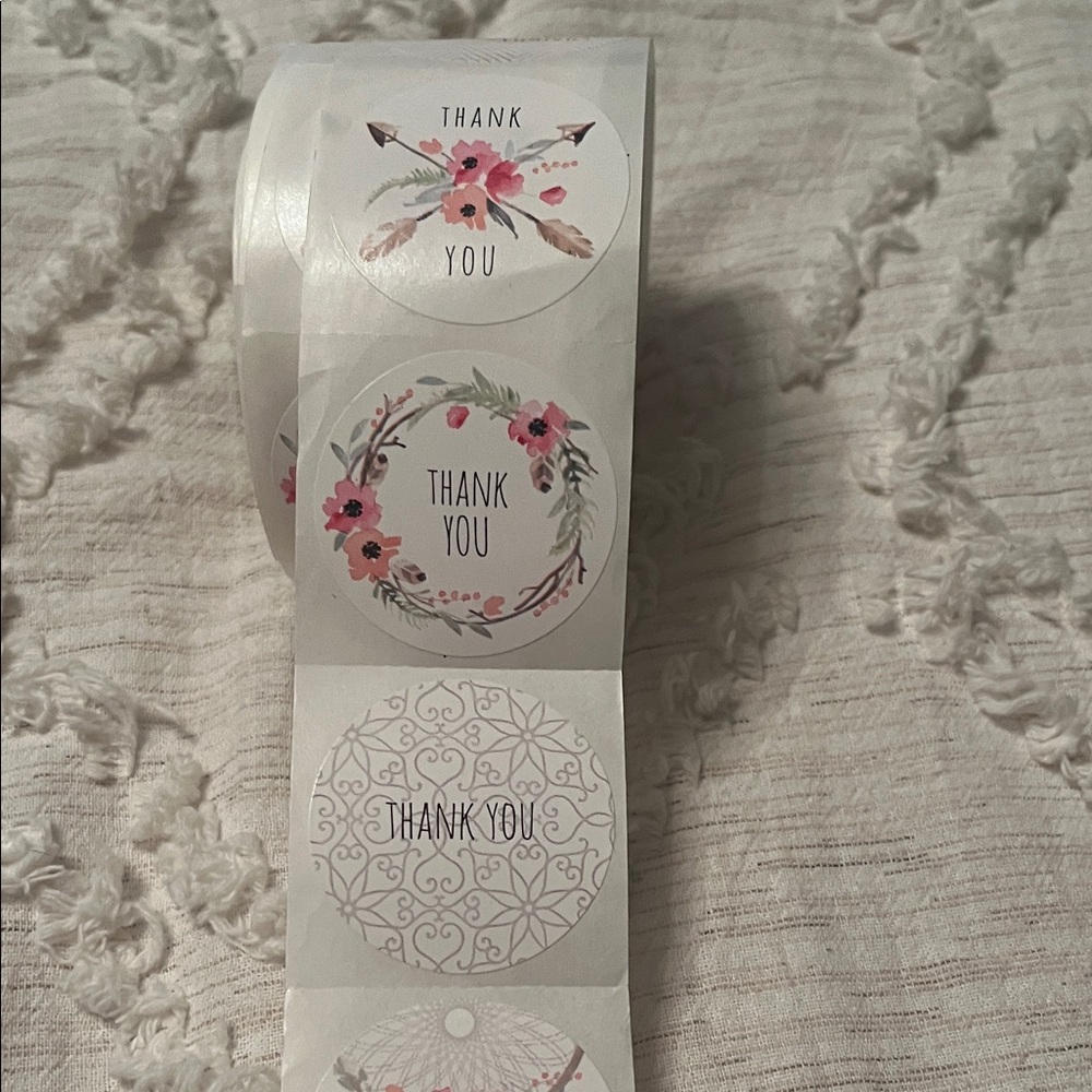 Floral Thank You Stickers Roll